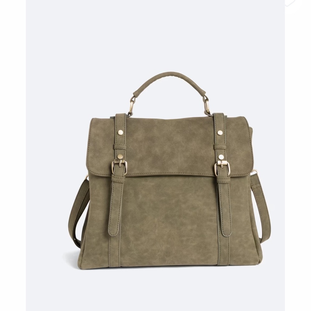 Street Level Maxi Convertible Olive Green Backpack Purse - Picture 3 of 14